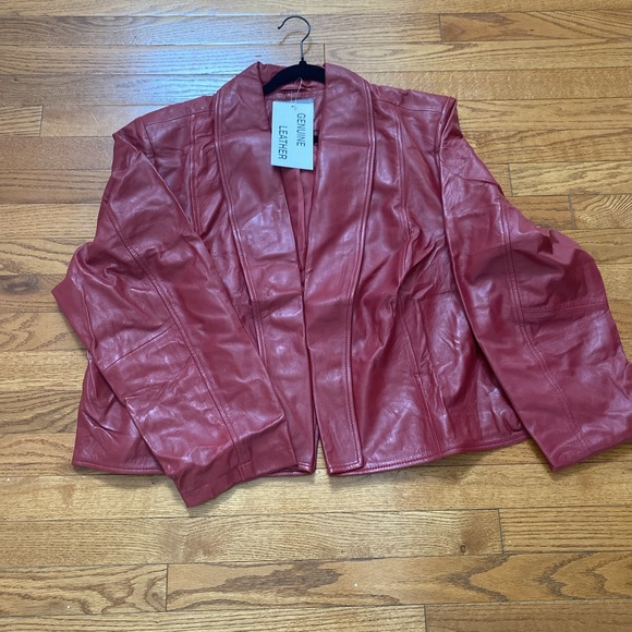 Women's Jessica London Genuine Leather‎ Jacket Red Plus Size 28 NWT - Picture 1 of 10